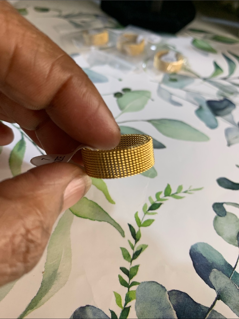 Plunder Gold Tone Textured Mesh Ring Set of 4 all size 7